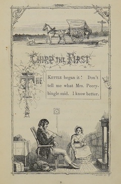 Dickens, Charles - The Cricket on the Hearth. A fairy tale of home. First Edition. engraved pictorial and printed titles, frontis. and 12 text engravings (by Leech, Doyle, Maclise et al); original blind decorated and gil